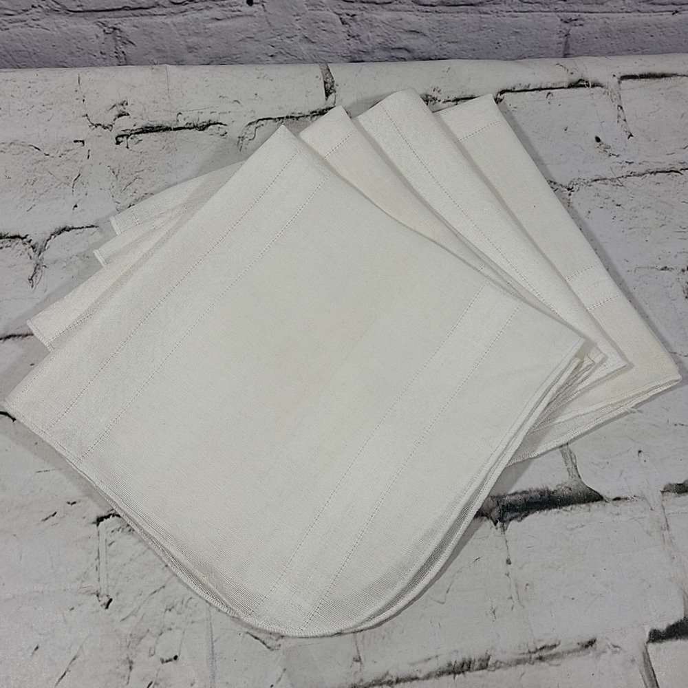 LARGE VINTAGE LINEN NAPKINS - SQUARE White Lot Of 4